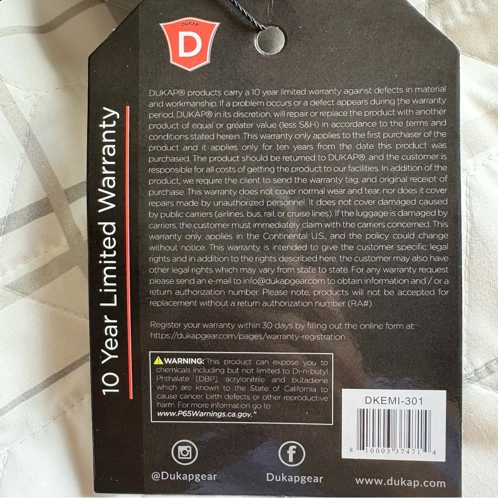 Dukap Eminent Laptop Backpack, Black, NWT